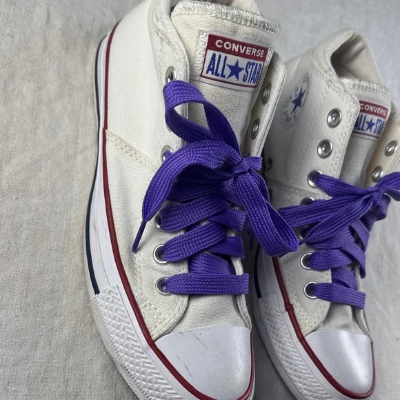 Converse Mid Madison Allstars Size 8 with Purple Laces - Picture 4 of 11